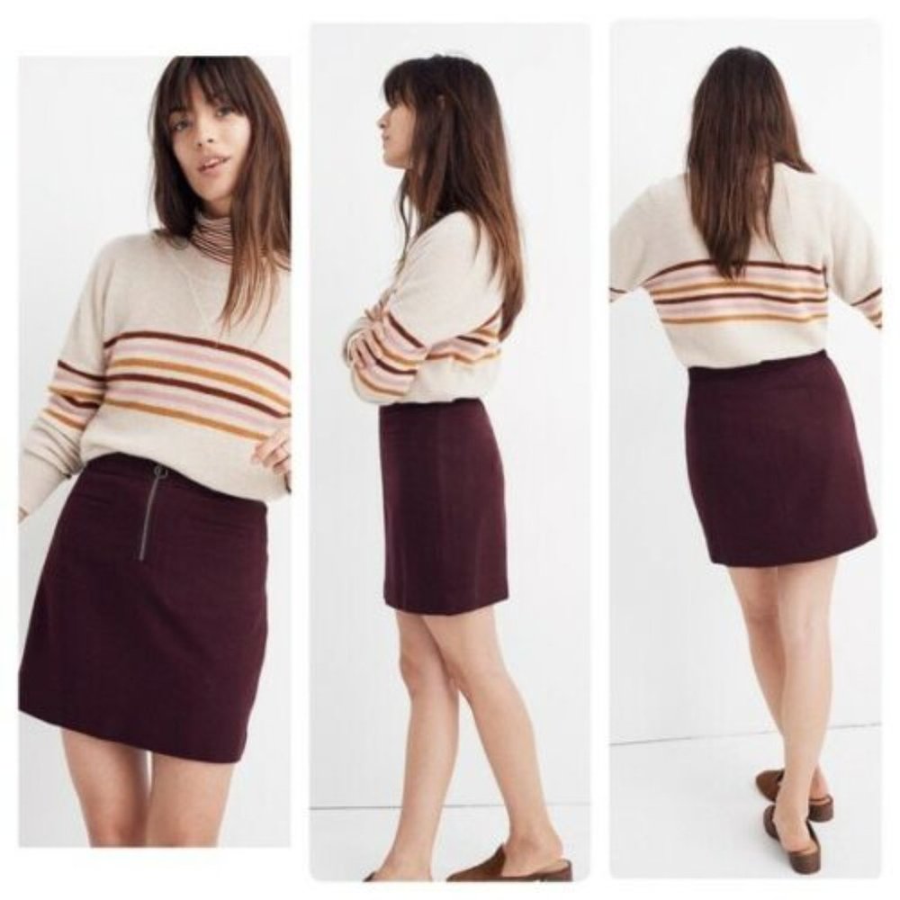 Madewell Wool Fireside Mini Zip Skirt Size 4